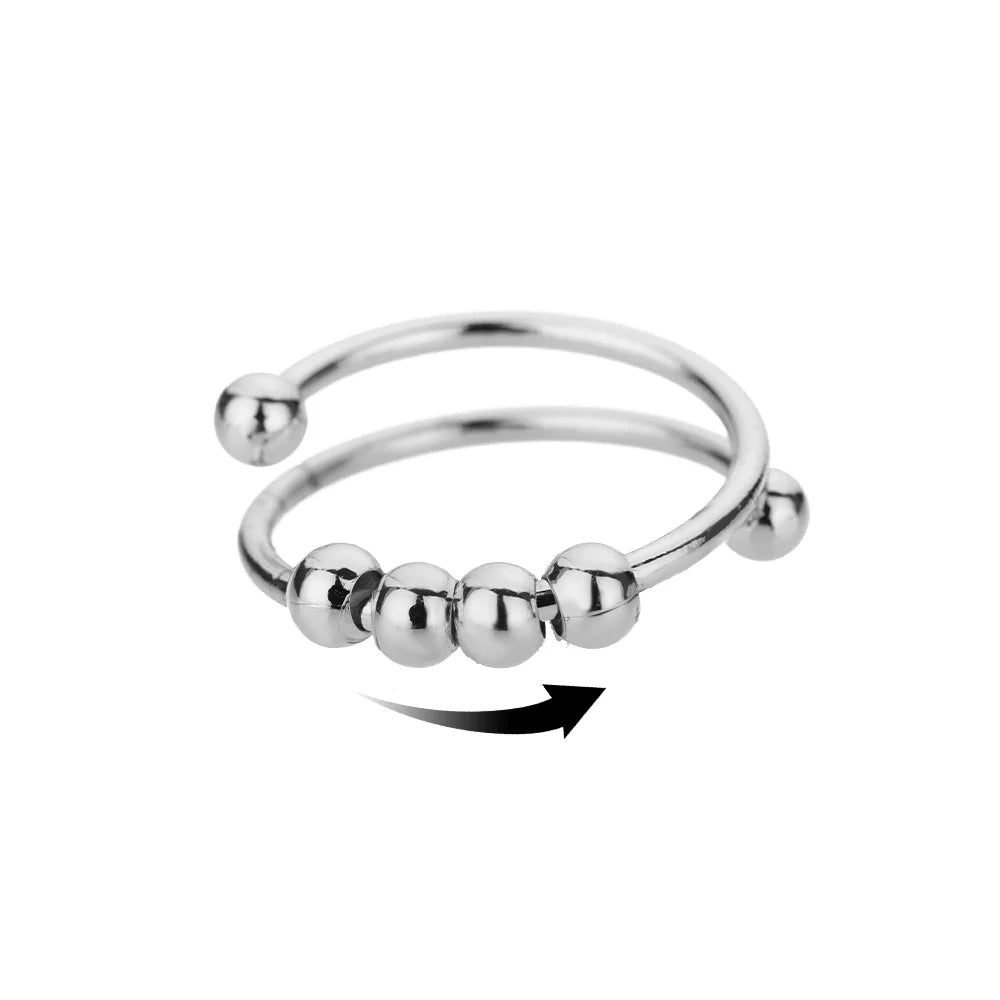 Anti-Stress Anxiety Rings for Women Gold Color Open Adjustable Rotating Ring Aesthetic Wedding Fashion Jewelry Gift