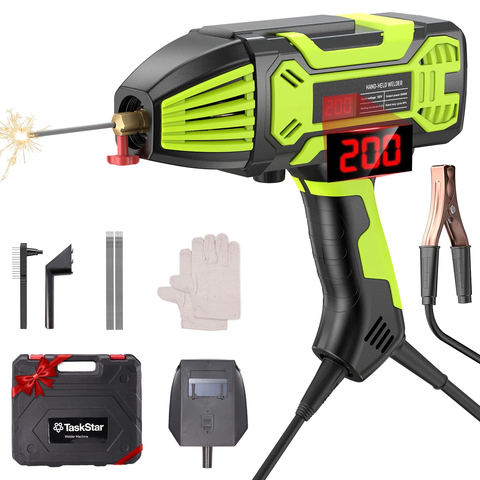 Portable Welding Machine Handheld Electric Welder Kit 110V IGBT Inverter Digital Display 6 Variable Current Adjustment Handheld ARC Welder Gun