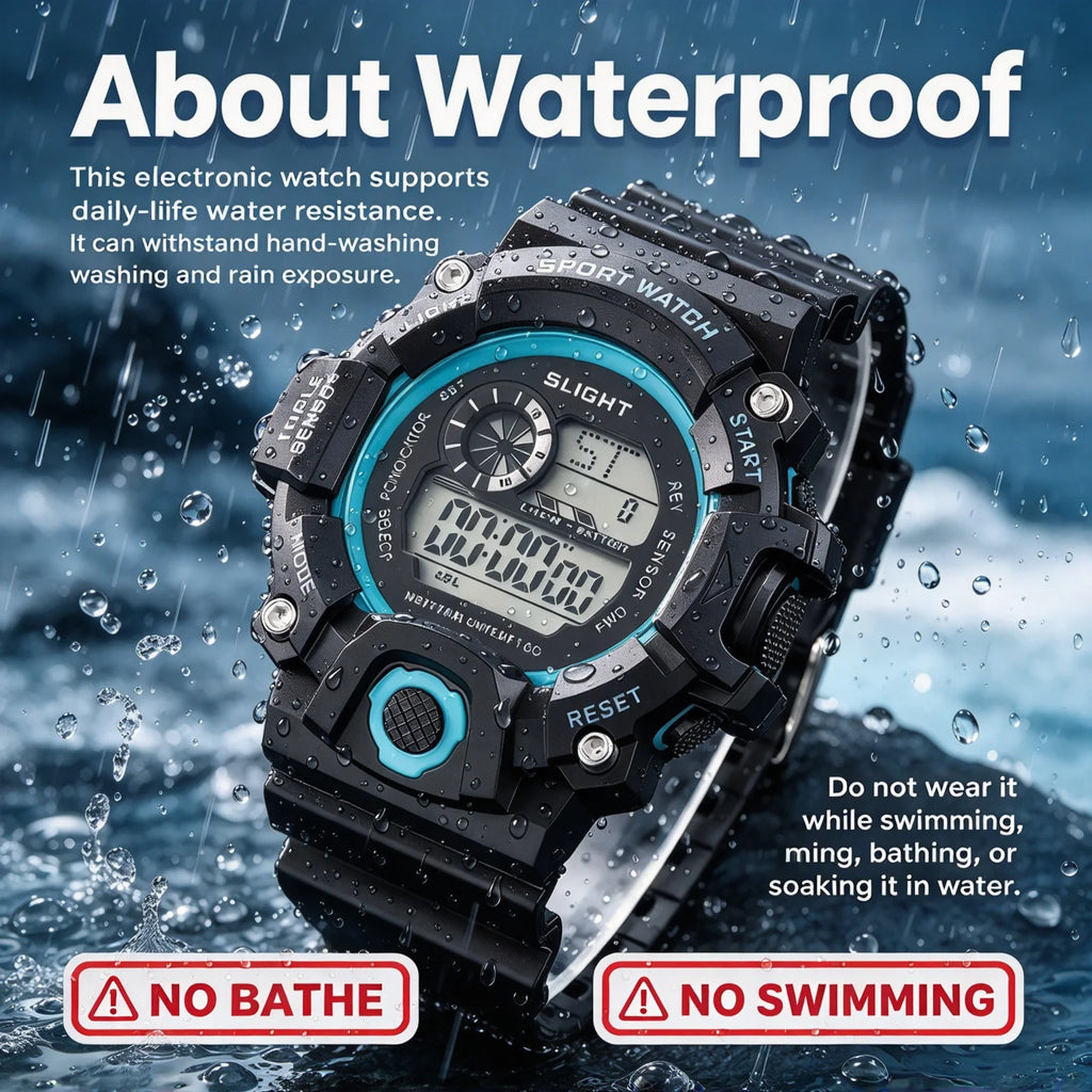 Fashion Men's Watch Sports Electronic Wristwatch Large Dial Multifunctional Waterproof Luminous Alarm Kids Male's Military Watch