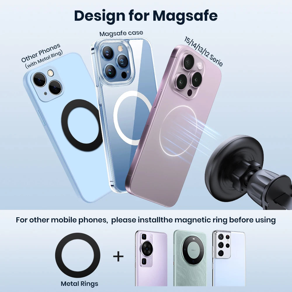 TOPK for Magsafe Car Phone Holder,Powerful Magnetism Premium Quality Single-Hand Operation Metal Hook Magnetic Car Phone Mount