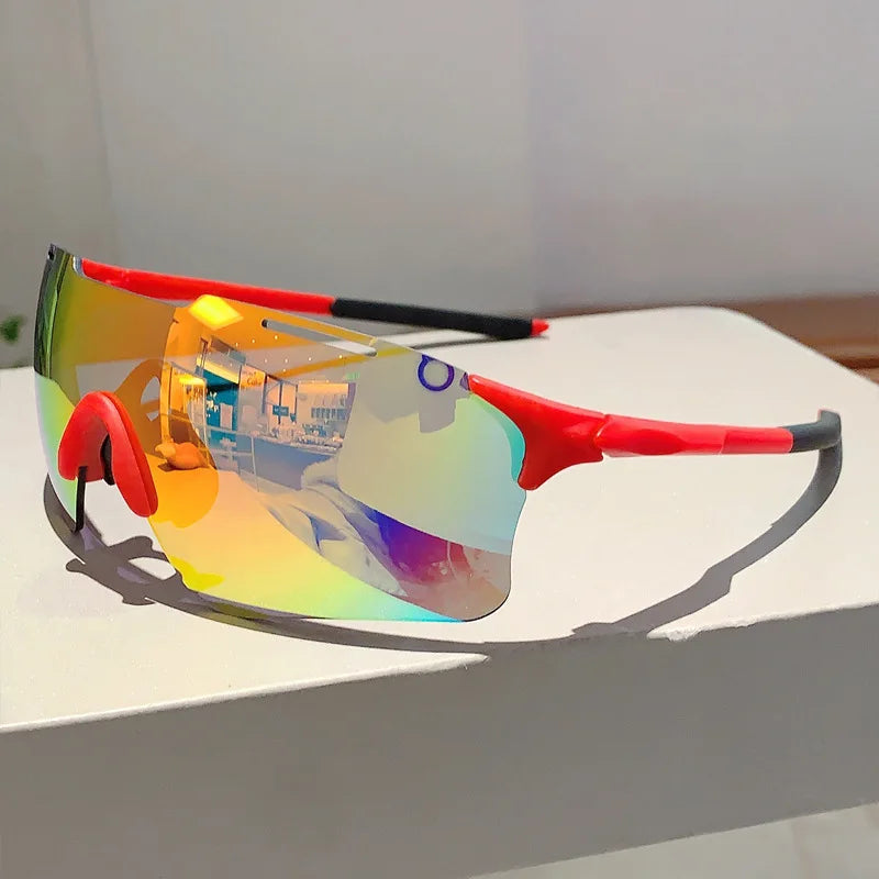 Fashion Sports Sunglasses Men Women for Hiking Cycling Glasses Cool Reflective Mirrored Wrap Rimless Sun Shades
