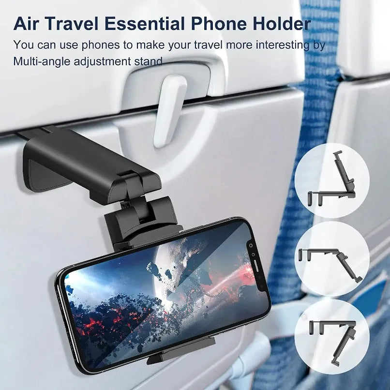 Airplane Travel Phone Holder Stand Mount Desk 360 Rotate Foldable Travel Desk Lazy Car Seat Flying Holder For 4.7-6.9 Inch Phone