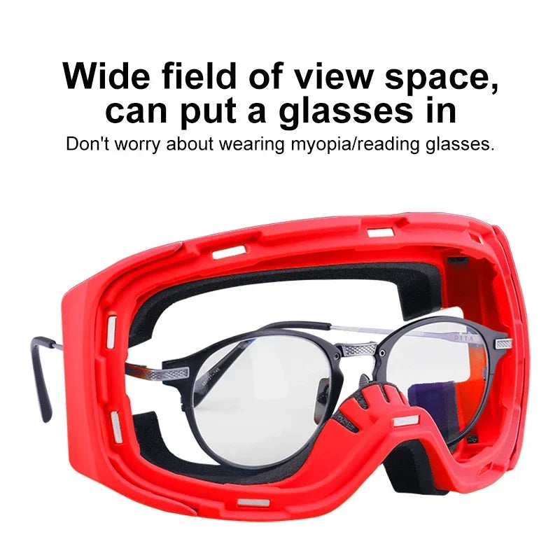 PHMAX Ski Goggles UV400 Anti-fog Eyewear Magnetic Lens Women Men Outdoor Sports Mountain Snowboard Big Snow Goggles With Mask