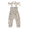 0-24M Baby Girls Floral Jumpsuits Tie-up Suspender Pants Overalls Infant Romper Toddler Summer Clothes 2024 New