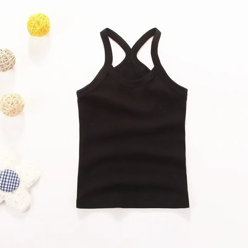 Children Vests T-shirts Summer Boys Girls Cotton Sports Tops Waistcoat Pure Color Casual Kids Vest