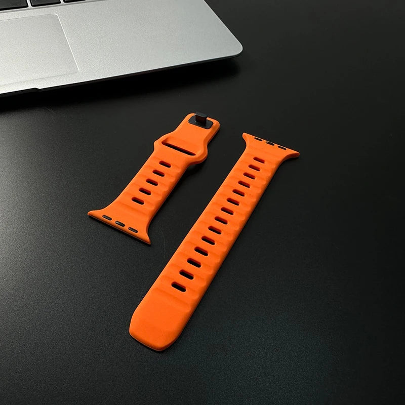 Sport Band For Apple Watch Ultra 9 8 7 6 SE 5 Soft Silicone Lightweight Bracelet Strap For iWatch 38MM 40MM 42MM 44MM 45MM 49MM