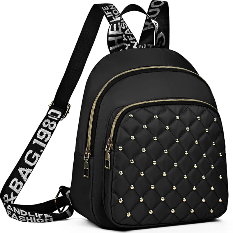 Diamond-Shaped Embroidery Rivet Double Shoulder Bag for Women, New Style, Fashionable Travel Bag, Casual and Versatile Women's B