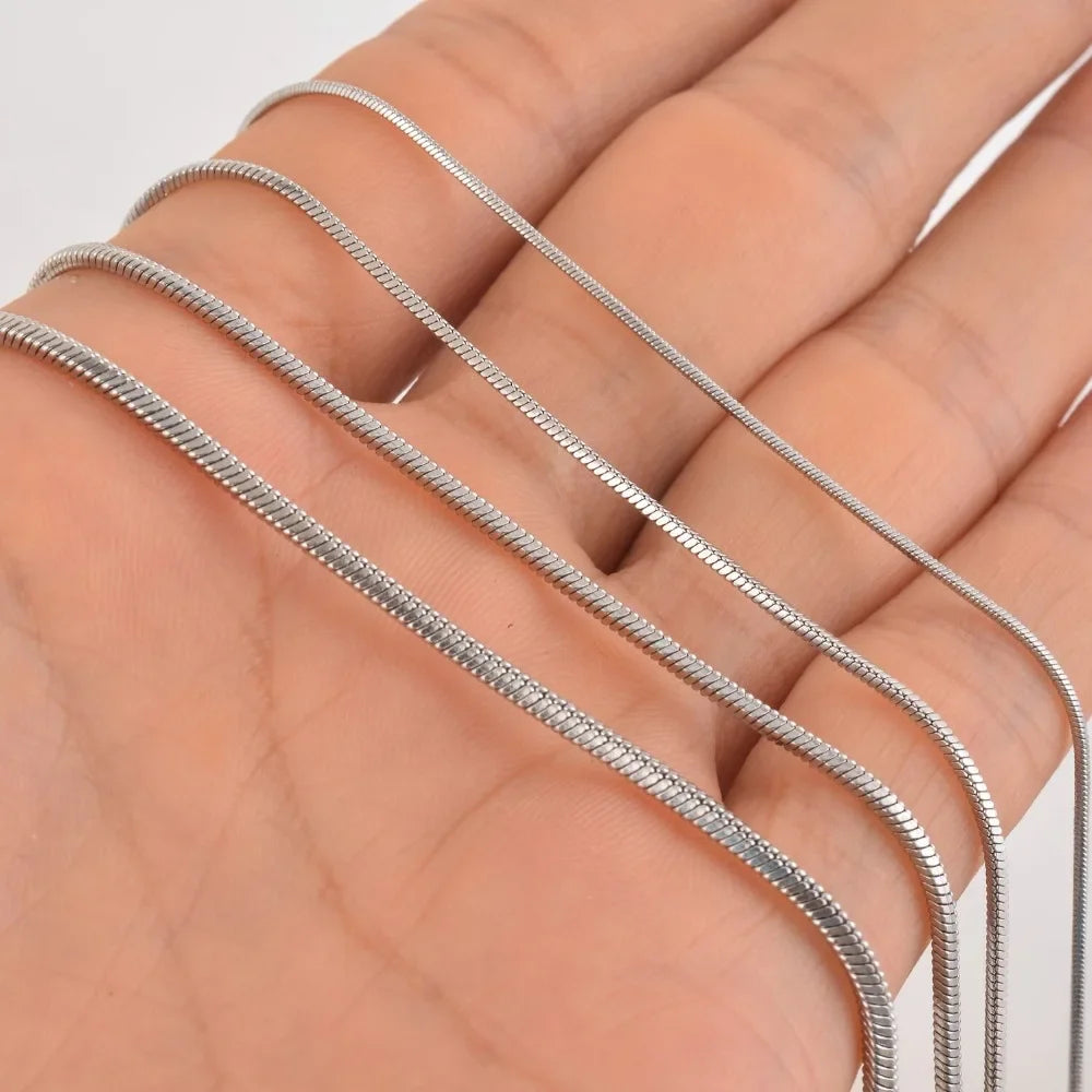 1 piece 925 sterling silver 16-30 Inches Snake Chain Necklace For Men Women Fashion Jewelry