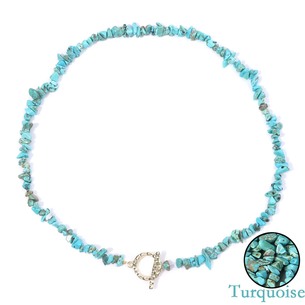 Healing Bohemian Gem Gravel Natural Semi-precious Stone Necklace Women's Fashion Necklace Jewelry Collares Para Mujer Female