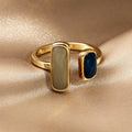 Fashion Retro Gold Double Oil Drop Women's Open Ring Geometric Gold Metal Ring Wedding Jewelry Birthday Gift