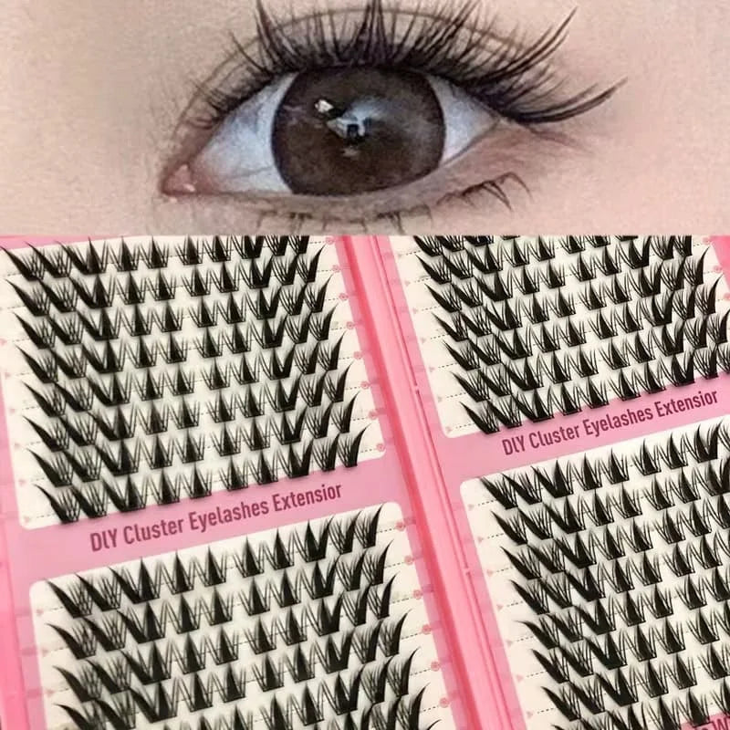 Anime-style Curled Lashes, Natural Pointed Cluster Lashes, Slender Korean-style Makeup Lashes, 256 Cartoon-style False Lashes