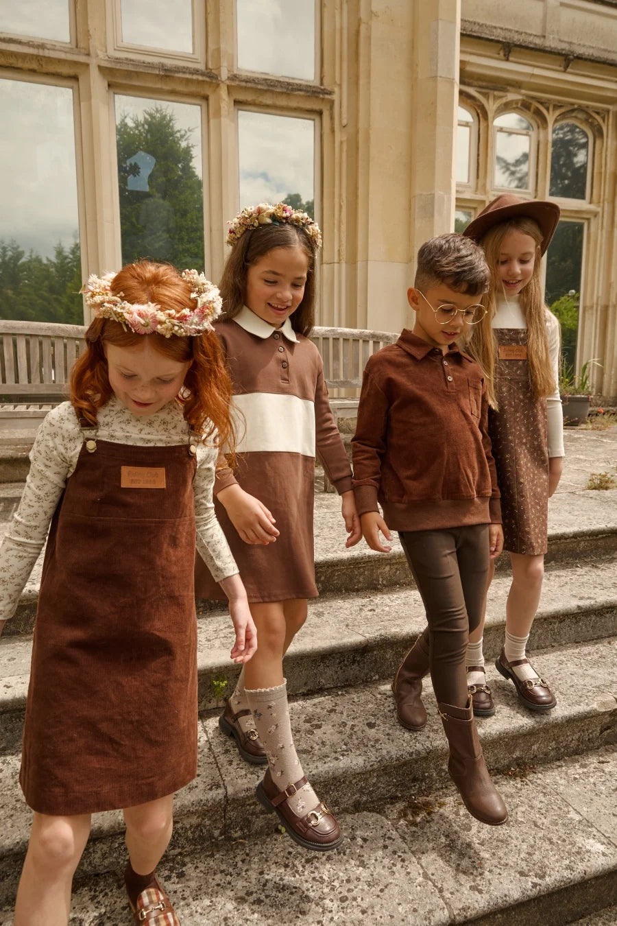 (Ship out in 1 day)AS AW26 Saddle collection Brown Corduroy + Rugby sweatshirt Print corduroy family matching girls boys clothes