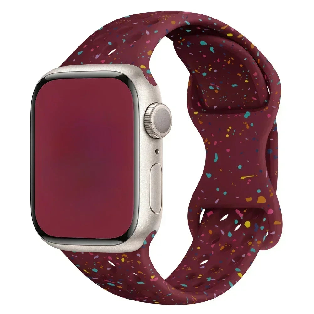 Original Silicone Strap For Apple Watch Band 49mm 44mm 45mm 40mm 42mm Breathable Correa for iWatch Series10 9 8 SE 7 6 Ultra
