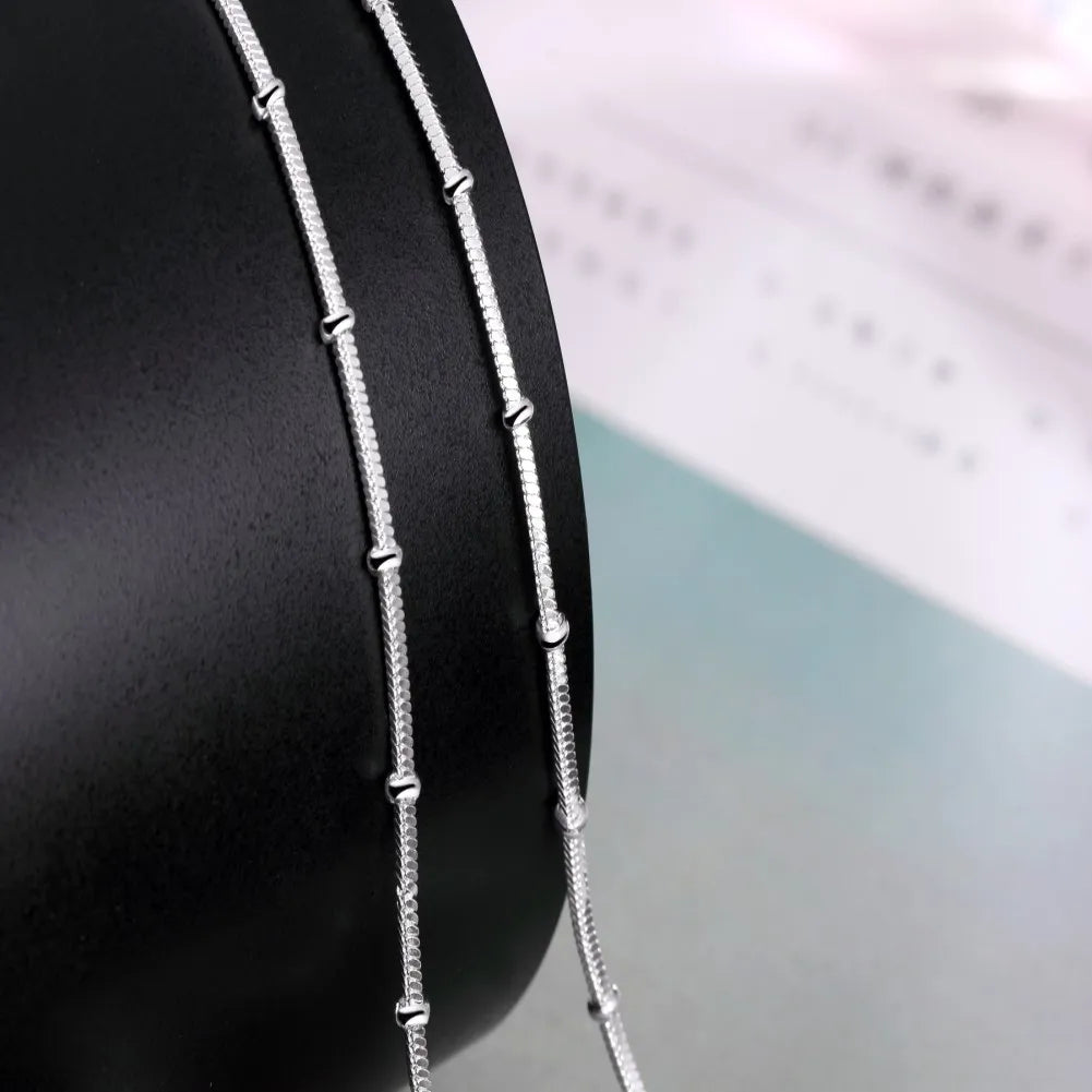 925 Sterling Silver snake beads chain Beautiful Simple bead Necklace For Women Fashion Jewelry Christmas Gifts