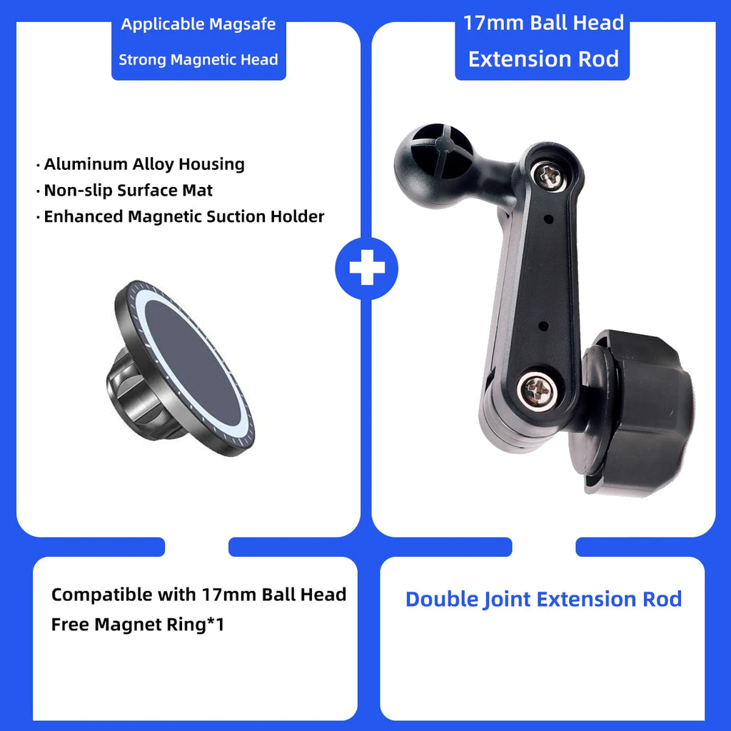 Car Phone Holder 17mm Universal Ball Head Extension Rod Air Outlet Display Adapter Extension Arm Modification Accessories