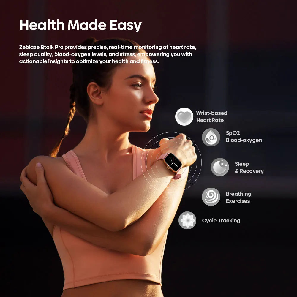 Zeblaze Btalk PRO Voice Calling Smart Watch 1.91'' HD Display Heart Rate SpO2 & Stress Monitor Multiple Sports Modes Smartwatch