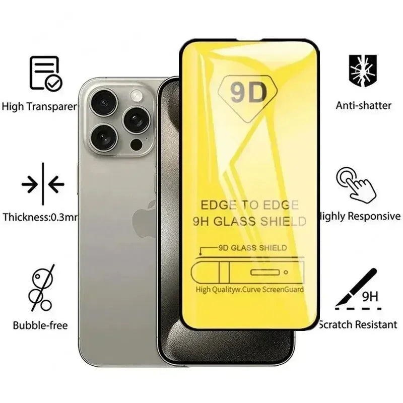 5Pcs 9D Protective Glass For iPhone 14 11 12 13 15 16 Pro Max Mini 7 Plus Screen Protector For iPhone XS MAX X XR Tempered Glass