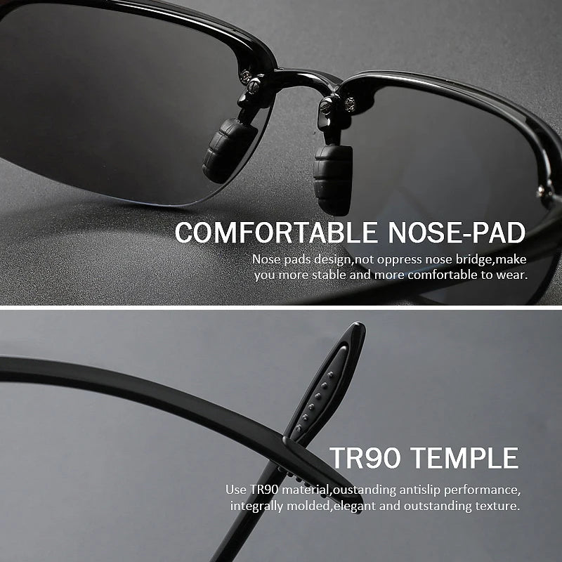 2Pack Polarized Sports Sunglasses for Men Women TR90 Lightweight Rimless Frame UV400 Running Fishing Driving 801