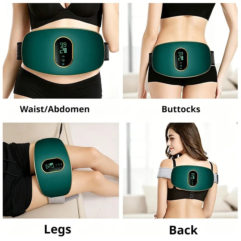 EMS Waist Abdominal Massage Belt Heating & Vibrating Slimming Fat Burner for Body Shaping Belly Back Leg Muscle Relief