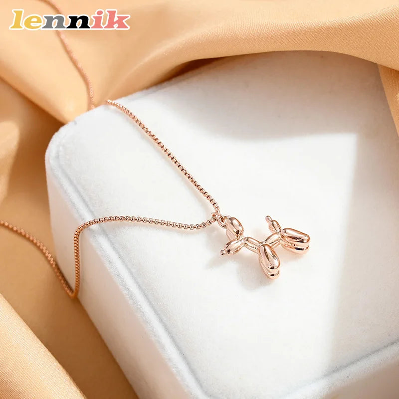 Cartoon Style Titanium Necklace, Joyful Balloon Dog Charm for A Lighthearted Look, Lightweight & Durable, Playful Yet Elegant