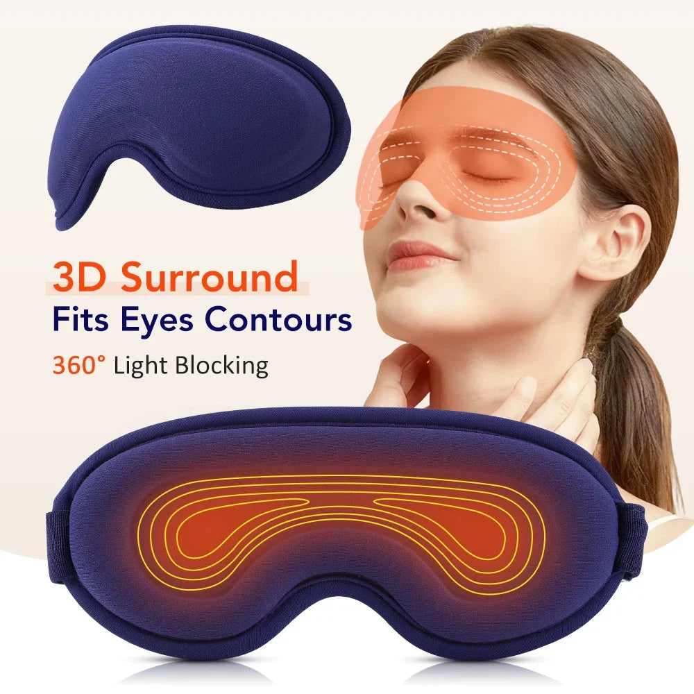 Heated Eye Massager Steam Mask 3D Vibration Hot Compress Timer Light Blocking Sleep Spa Relieve Fatigue Dark Circles Eye Care