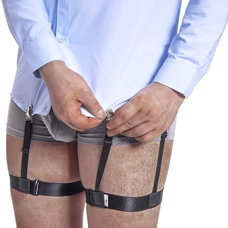 **1 Pair Men Shirt Stays Belt With Non-slip Locking Clips Keep Shirt Tucked Leg Thigh Suspender Garters Adjustable Locking Strap