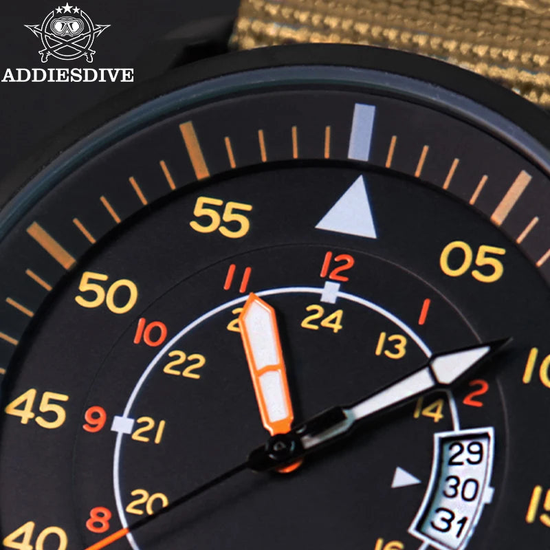 ADDIESDIVE New Men's Analog Watch 50m Waterproof Luminous Watch Fashion Sports Large Dial Men's Quartz Watch with Nylon Strap