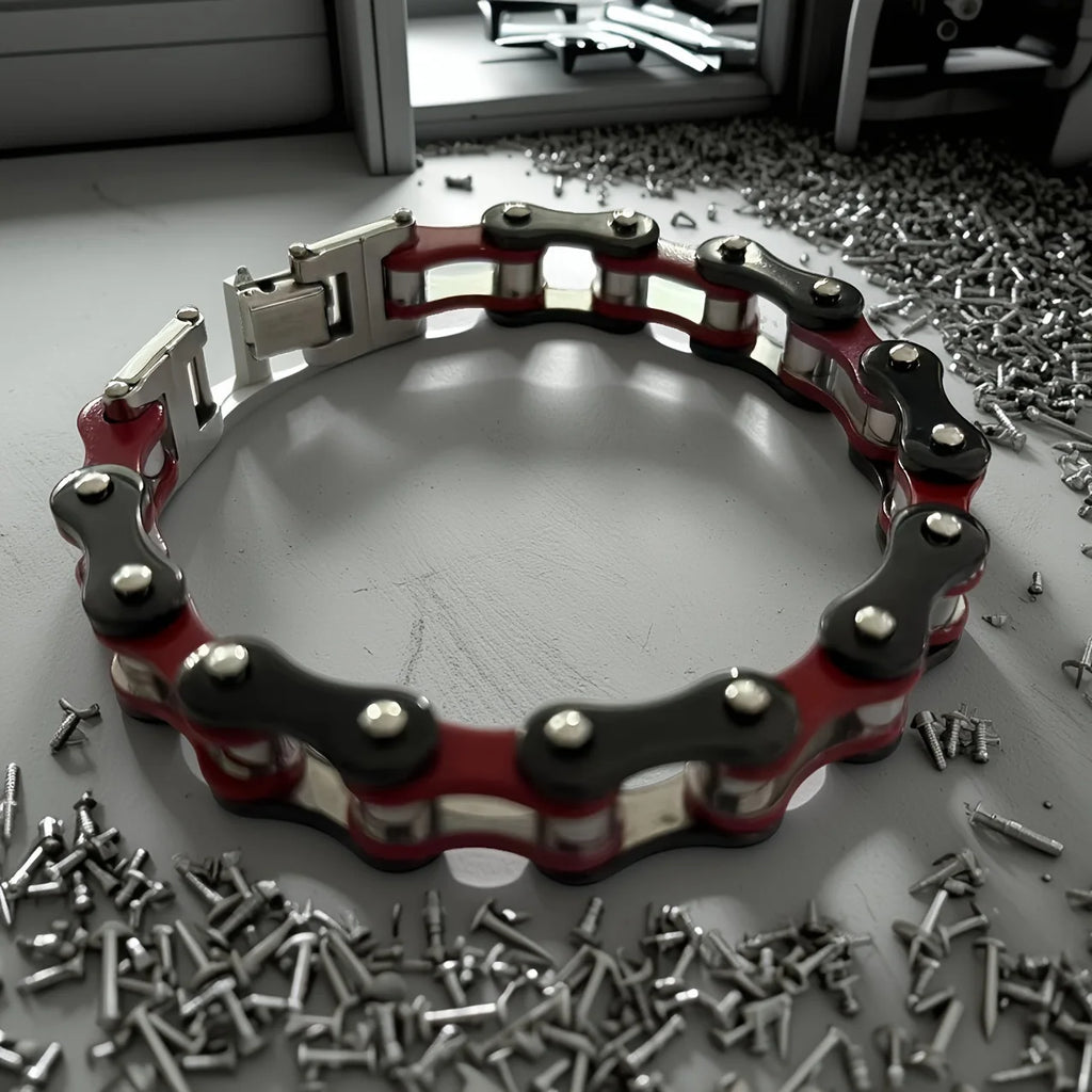 Cross-border European and American non-fading men's stainless steel trendy rock and roll bike motorcycle bracelet