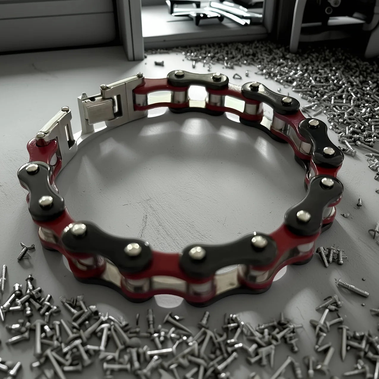 Cross-border European and American non-fading men's stainless steel trendy rock and roll bike motorcycle bracelet