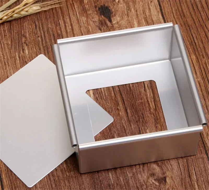 Square Cake Pan with Removable Bottom Anodized Aluminum Wedding Birthday Baking Cake Tin Cheesecake Pan Chiffon Mold stencil