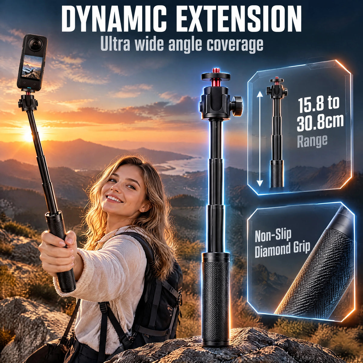 Selfie Stick Tripod for DJI Osmo Pocket 4 Pro 3 Insta360 X6 X5 X4 X3 Ace Pro 2 Action Selfie Stick With Tripod Stand Accessories