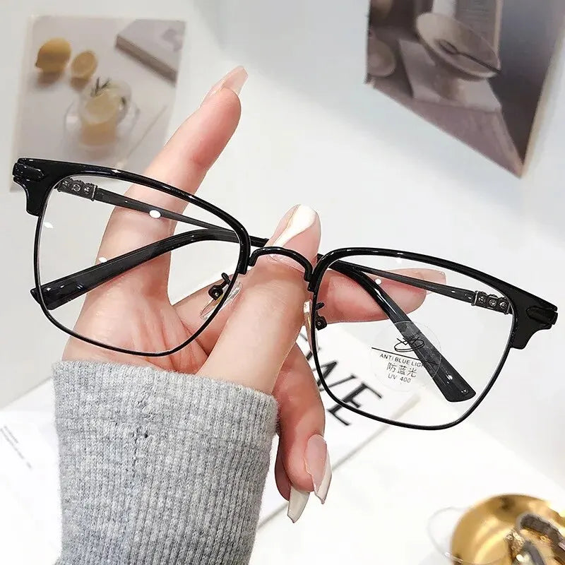 New Metal Half Frame Hd Anti-blue Reading Glasses For The Elderly Business Men Fashion Reading Glasses