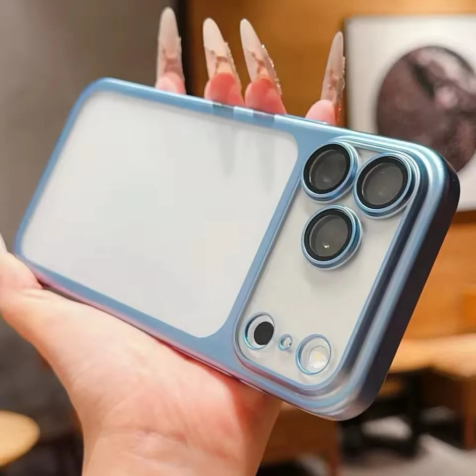 Luxury Plating Nano Matte Translucent Case For iPhone 18 17 16 Plus 15 14 13 Pro Max Air Lens Protection Matte BackPlate Cover