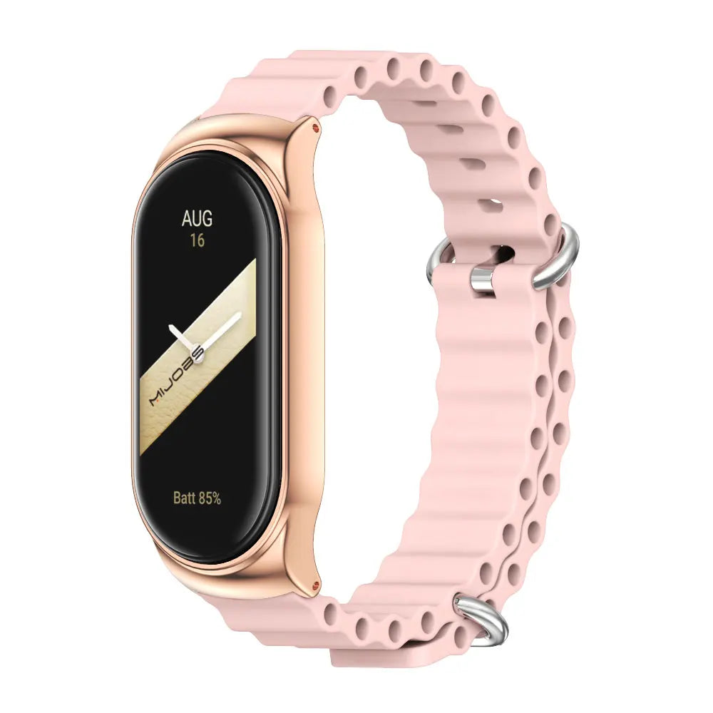 For Mi Band 10 9 8 7 6 5 Strap Silicone Wristband for Mi Band 9 Leather Strap For Mi band 8 Bracelet MiBand Metal Wristbands
