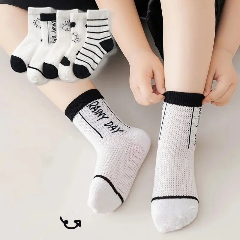 Kids Socks 5 Pairs/Lot Spring Summer Cotton Girls Socks Cute Flowers Pattern for Children Baby Little Girl Clothing Accessories