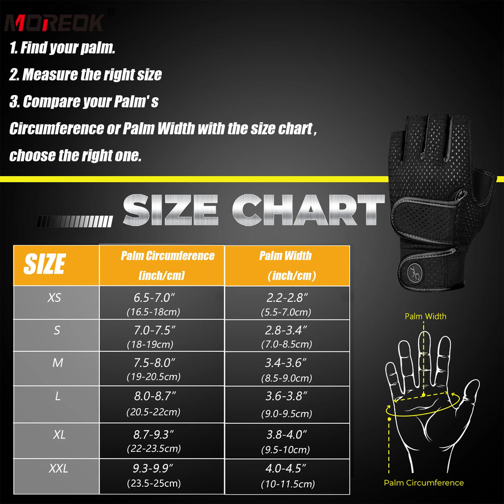 MOREOK Gym Gloves Non-slip 3MM Pads Pull Up Power Training Weight Lifting Gloves Kettlebell Workout Exercise Fitness Gloves Men
