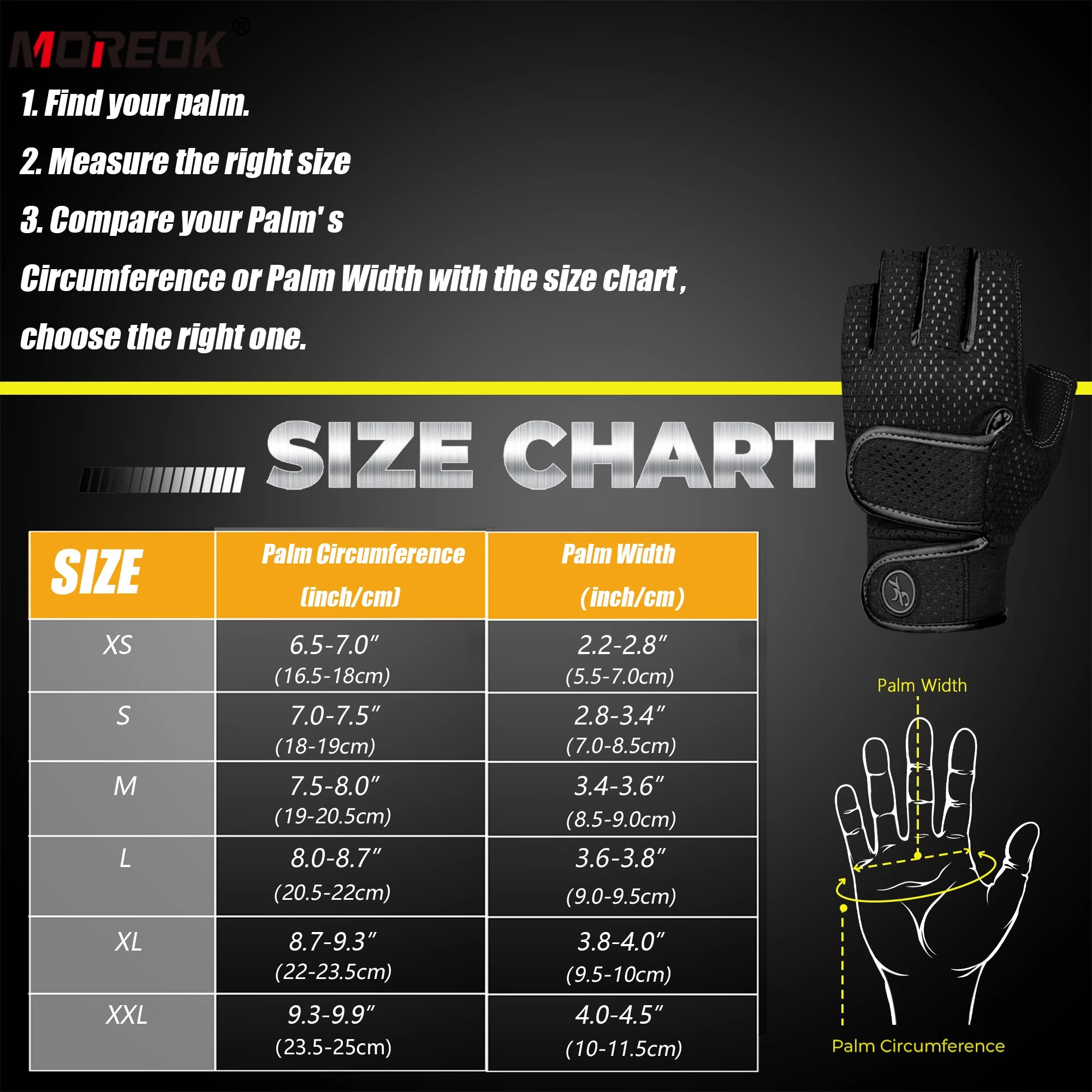 MOREOK Gym Gloves Non-slip 3MM Pads Pull Up Power Training Weight Lifting Gloves Kettlebell Workout Exercise Fitness Gloves Men
