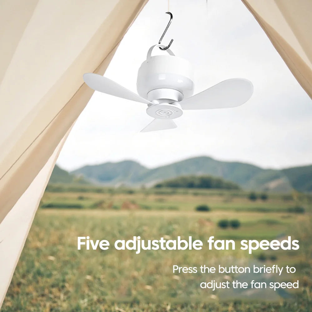 Portable With Remote Controlled Small Ceiling Fan Light Household Outdoor Camping Tent Student Dormitory Bed USBRechargeable Fan