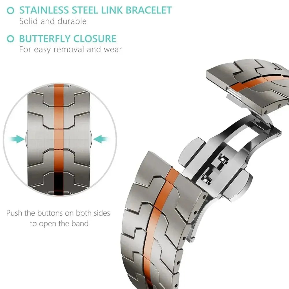 Ultra 2 Titanium Color Strap For Apple Watch 49mm 45mm 44mm 42mm Luxury Metal Band For IWatch 8 9 46mm Stainless Steel Bracelet