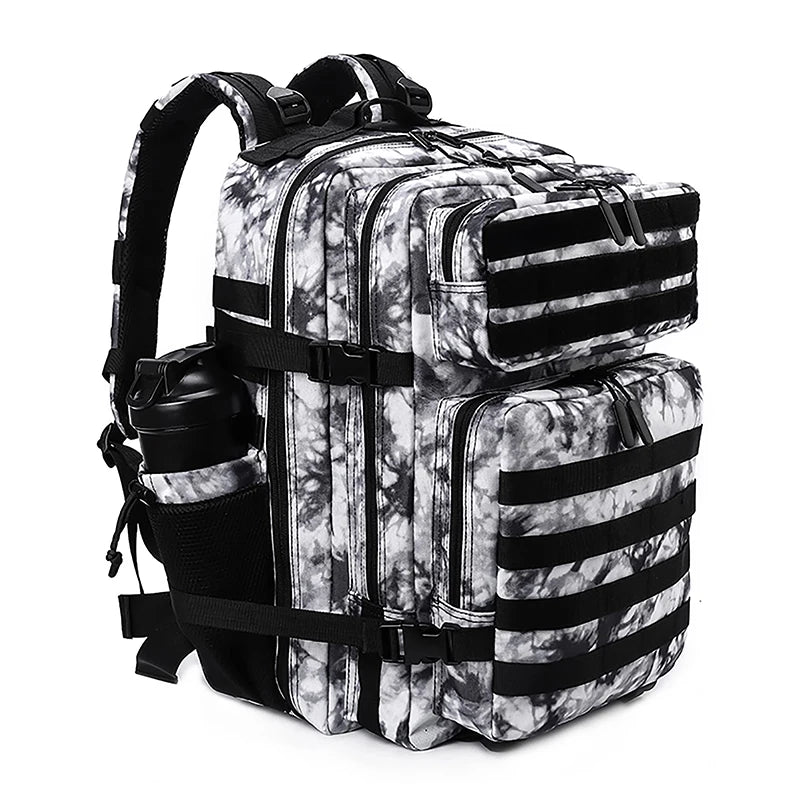 LHI 45L Tactical Backpack for Men and Women Large Athlete Gym Bag Outdoor Sports Hiking Survival Rucksack with Bottle Holder