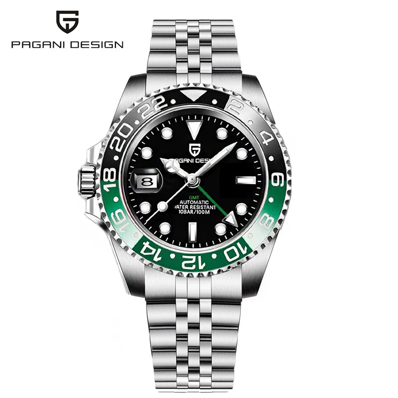 New PAGANI DESIGN 40MM GMT Mechanical Wristwatch Sapphire Ceramic Bezel Automatic Watch Stainless Steel 100M Waterproof Watches