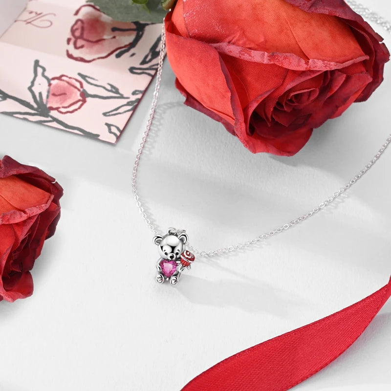 Necklace 925 Sterling Silver Butterfly Love Heart Bear Classic Simple Adjustable Necklace For Women Girl Fashion Jewelry Gifts