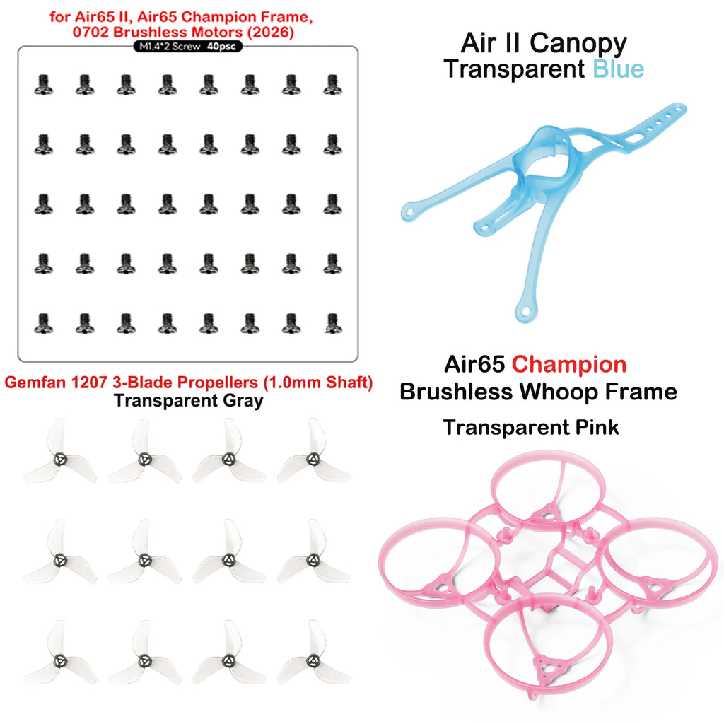 BETAFPV Air65 Champion Brushless Whoop Frame-2.20g 65mm Tiny Whoop, Air 65 II Motor Fixing Screws Pack, HQ 31mm Propellers
