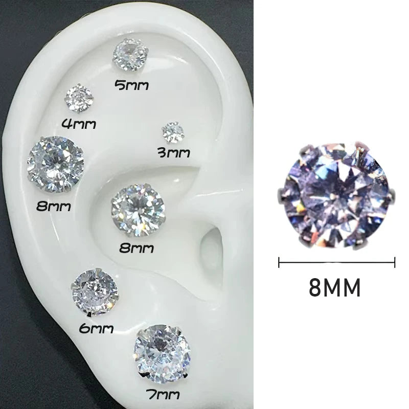 Punk Style Round Zircon Magnet Earrings Crystal Strong Magnetic Ear Stud Clip Earrings for Men Women Non Piercing Jewelry Gift