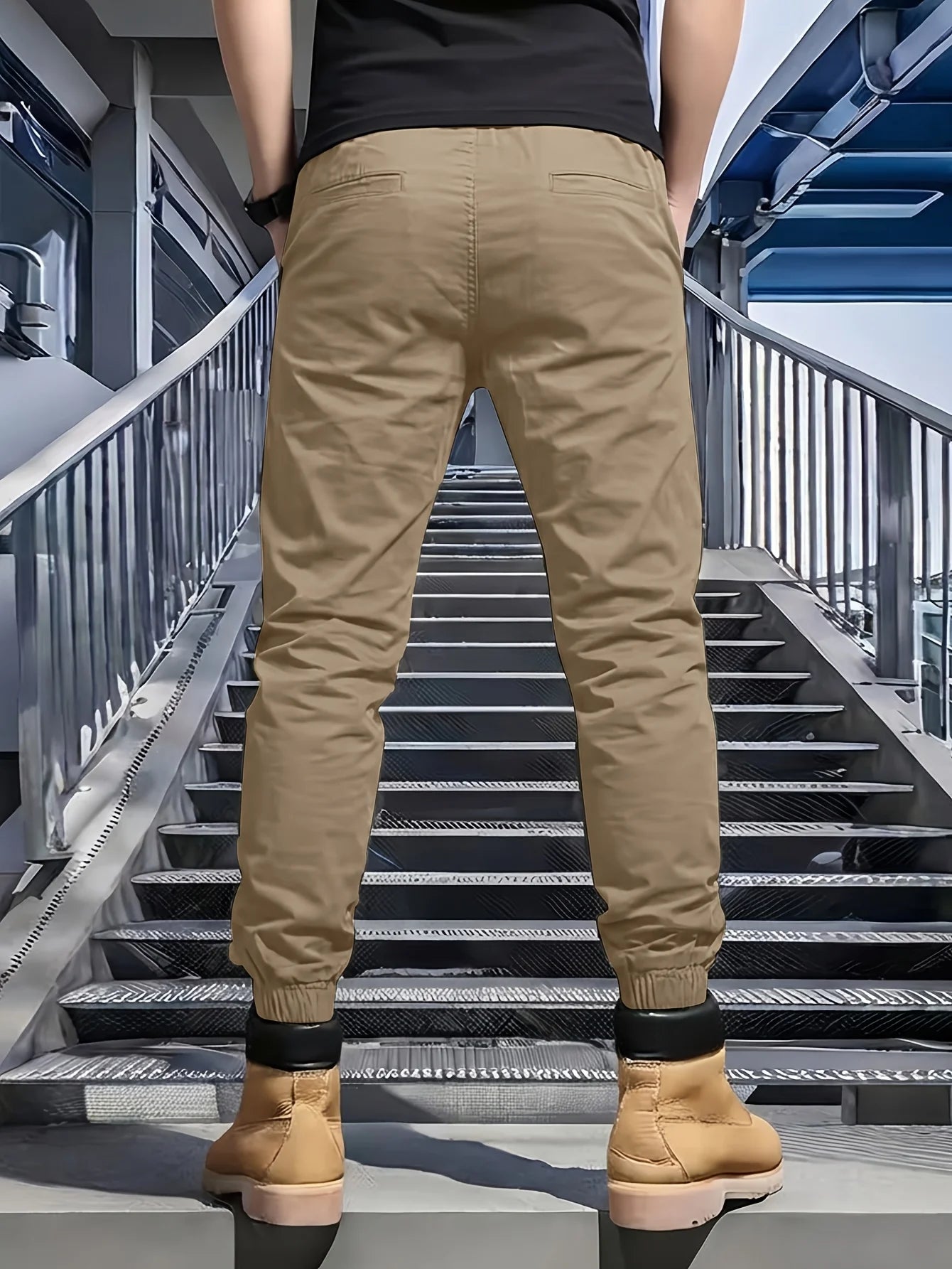 6pcs men's seasonal loose long waistband multi pocket workwear pants, solid color pants, casual outdoor sports holiday gifts