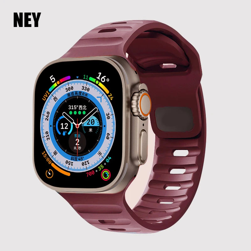 Sport Strap For Apple Watch Ultra band 49mm 45mm 46mm 44mm 42mm 41mm Silicone Air hole Bracelet iWatch Serie 11 10 9 8 7 6 SE