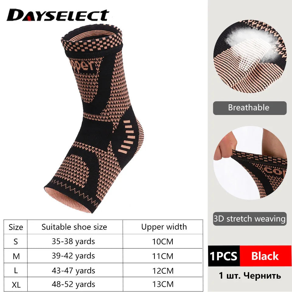 1Pcs Copper Ankle Brace Infused Compression Sleeve Support for Plantar Fasciitis, Sprained Ankle Achilles Tendon Pain Relief