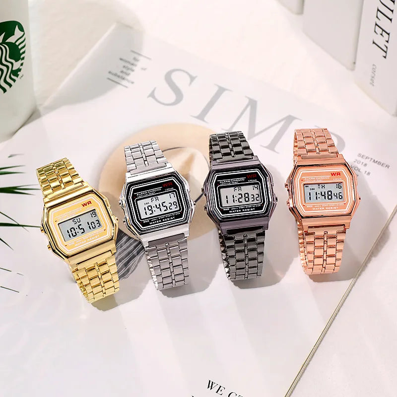 Sports Rose Gold Children Watches for Women Electronic Digital Display Retro Style Alarm Clock Men's Relogio Masculin Reloj