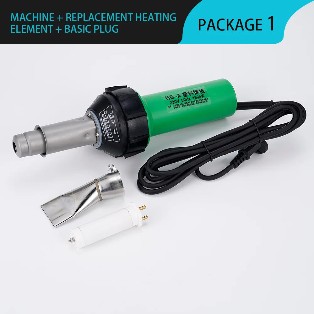 AC220V 1600W Plastic Welding Gun Machine Electric Hot Air Gun Plastic Welding Torch + Heating Core + Flat Head Accessories