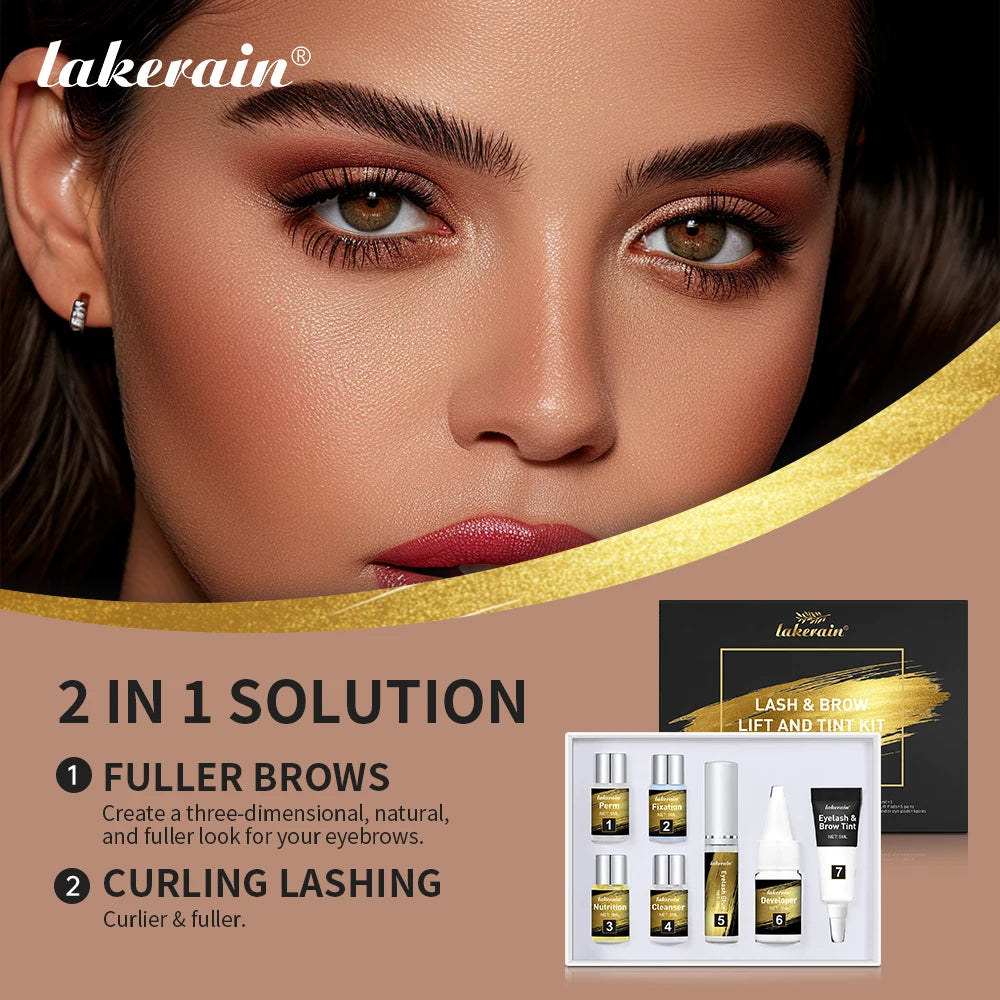 2 IN 1 Professional Fast Perming Lash & Brow Lifting Tint Kit Long-Lasting Mascara Lifting Eyelashes Enhancer Makeup Tool